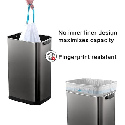 13 Gallon Trash Can, Touchless Stainless Steel Kitchen (Titanium)