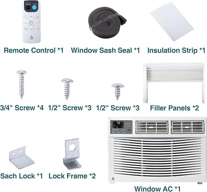 8000 BTU Window Air Conditioner with WiFi & App Control, Smart Window Mount AC Unit with Remote, Cools up to 350 Sq. Ft., 3-in-1 Cooling, Fan & Dehumidifier, Sleep Mode, 24H Timer, White