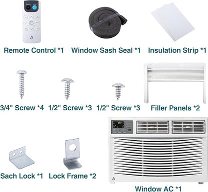 8000 BTU Window Air Conditioner with WiFi & App Control, Smart Window Mount AC Unit with Remote, Cools up to 350 Sq. Ft., 3-in-1 Cooling, Fan & Dehumidifier, Sleep Mode, 24H Timer, White