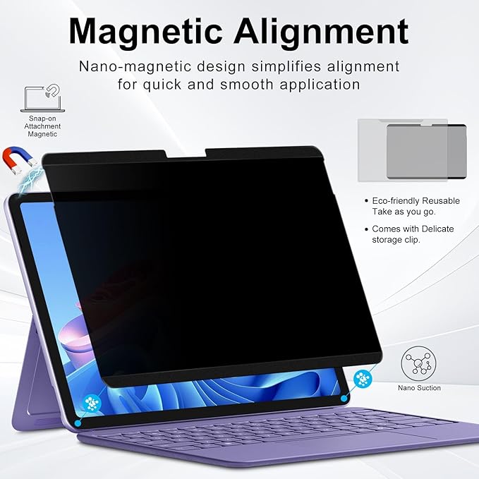 FILMEXT Magnetic Privacy Screen for Surface Pro 12-inch 2025 Model 2109 2110,Removable Anti Spy Security Protector Blue Light Block glare Filter