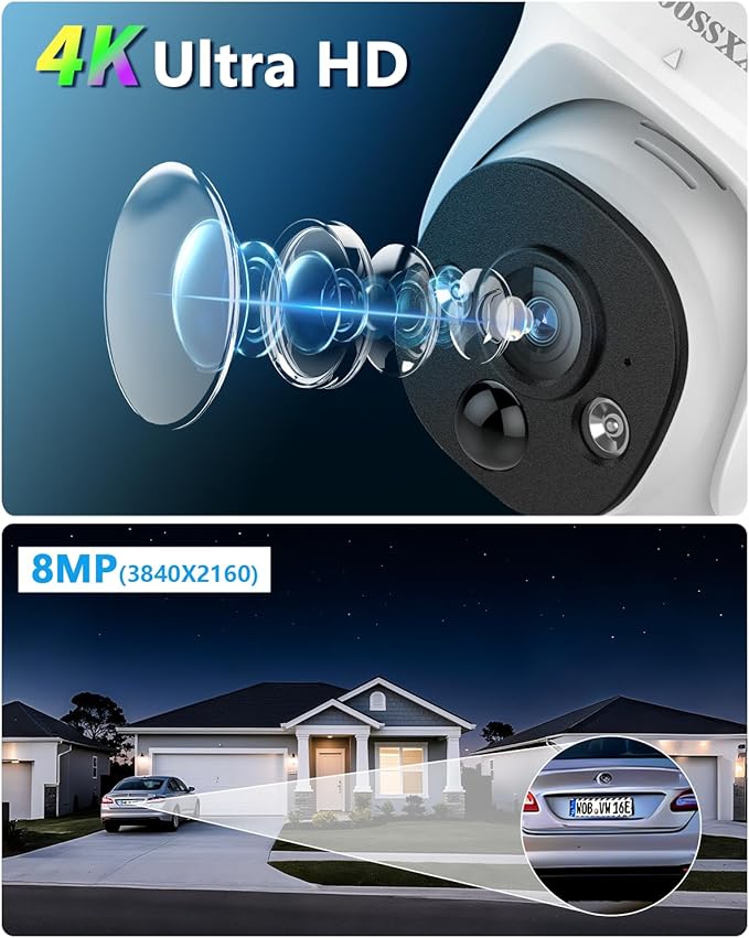 (2026 New) 4K PoE Security Camera System, 8CH NVR w/ 3TB HDD, 8pcs Wired Dome Cameras, 130° Wide Angle, PIR Motion Detection, 2-Way Audio, Remote Control, No Monthly Fee App
