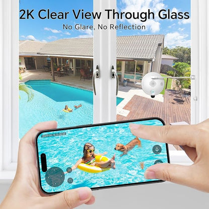 3MP 2K Window Camera for Home Security, Indoor Camera with Outdoor View, Full-Color Night Vision, Human & Vehicle Detection, 24/7 Recording, Easy to Install