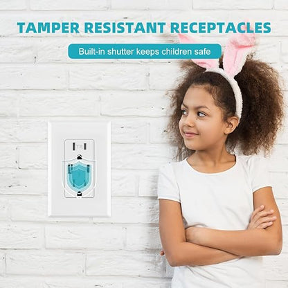 Micmi USB Outlet with C + A Wall Dual High Speed Receptacle Smart 4.8A Fast Charging Capability, 15Amp 125Volt, Tamper Resistant Wall Plate Included ETL Listed (2Pack, White, 15 Amp Outlet)