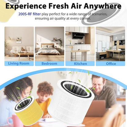 3Pack Core 200S Replacement Filter for LEVOIT Core 200S/200S-P Smart WiFi Air Purifier, 4-Stage Core 200S-P Air Filter Activated Carbon,H13 True HEPA Filter Replacement Part# Core 200S-RF