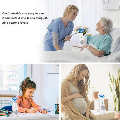 Wireless Intercom Doorbells, Adjustable Voice Intercom Home Smart 2 Way Talk Doorbell, Electronic Doorbell for Hospitals, Hotels, Factories, Teahouses (White)