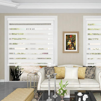Changshade Custom Size Cordless Motorized Zebra Roller Shades,Roller Shades Dual Layer Day and Night Privacy,Privacy for Living Room,Bedroom,Bathroom,Easy Installation,More Color (Customize Now)