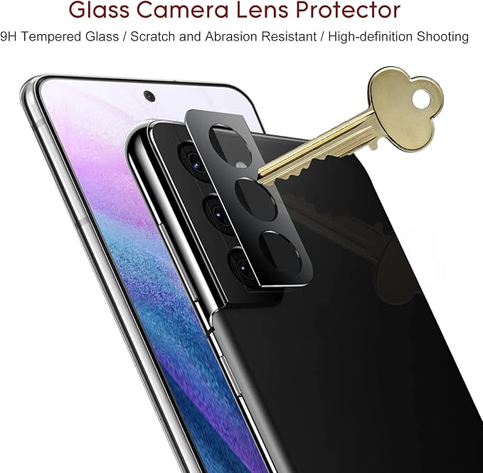 Esanik Privacy Screen Protector for Samsung Galaxy S22 PLUS 6.6 Inch [2 + 2 Pack], 2 x PET Anti Spy Screen Cover [Not Glass] + 2 x Camera Lens Tempered Glass