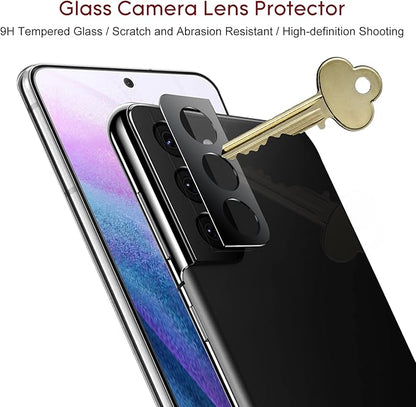 Esanik Privacy Screen Protector for Samsung Galaxy S22 PLUS 6.6 Inch [2 + 2 Pack], 2 x PET Anti Spy Screen Cover [Not Glass] + 2 x Camera Lens Tempered Glass
