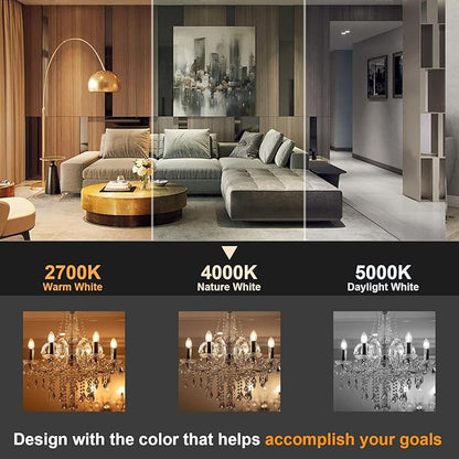 comzler E12 LED Bulb Candelabra Base, Type B LED Bulb 60 Watt Equivalen 4000K Natural Daylight B11 Small Base, Chandelier Ceiling Fan LED Light Bulbs 500 Lumens No-Dimmable Pack of 8