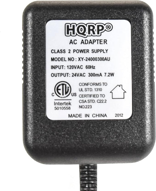 HQRP 24-Pack 24V AC Adapter Transformer Compatible with Ecobee Google Nest Honeywell Emerson Ecobee4 Smart WiFi Thermostat, Wyze Ring Blink Video Doorbell C-Wire, 25ft Cable, ETL Listed