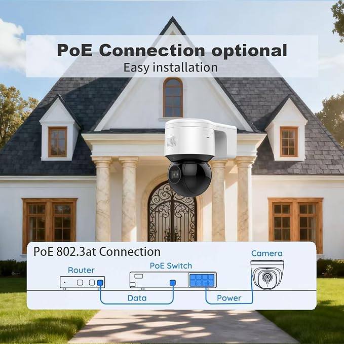 DS-2DE3A404IWG-E/W 4MP Hik PoE Dome Mini PTZ Camera with 4X Zoom IR, Pan and tilt Ability, Excellent Low-Light Performance, IR Night Vision 50m, Audible and Visual Alarm, Support Upgrade