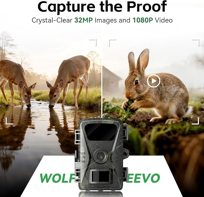Trail Camera, 2026 New Upgrade 32MP 0.1S Trigger Motion Activated, Game Camera with Night Vision IP66 Waterproof 130 Cam Lens for Outdoor Wildlife Monitoring Home Security, Gifts for Men