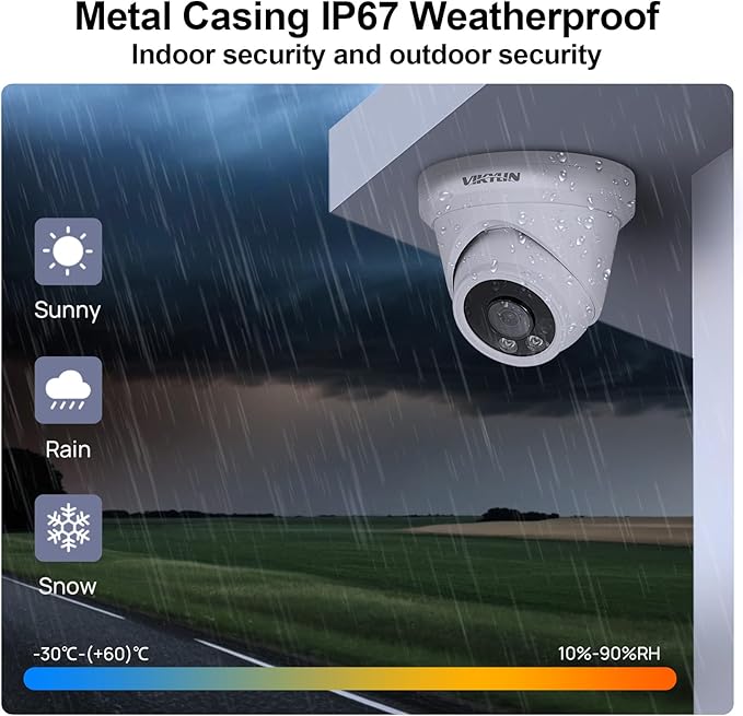 VIKYLIN 4K 8MP IP PoE Camera, Outdoor PoE Security Camera with Motion Detection 2.0, Tripwire, Area Detection, Face Detection, Built in Mic, Starlight 98ft IR Night Vision, N Series Upgrade