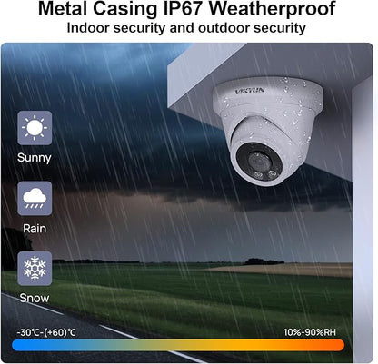 VIKYLIN 4K 8MP IP PoE Camera, Outdoor PoE Security Camera with Motion Detection 2.0, Tripwire, Area Detection, Face Detection, Built in Mic, Starlight 98ft IR Night Vision, N Series Upgrade
