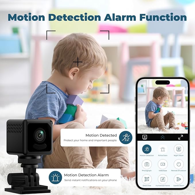 Mini 2026 Camera 4K WiFi Wireless Small Portable HD Nanny Cam with Motion Detection,Cloud & SD Storage,Night Vision,Wide Angle,Can No Need WiFi Cams Micro Security Cameras for Home Baby Indoor Outdoor