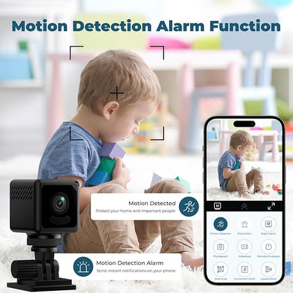 Mini 2026 Camera 4K WiFi Wireless Small Portable HD Nanny Cam with Motion Detection,Cloud & SD Storage,Night Vision,Wide Angle,Can No Need WiFi Cams Micro Security Cameras for Home Baby Indoor Outdoor