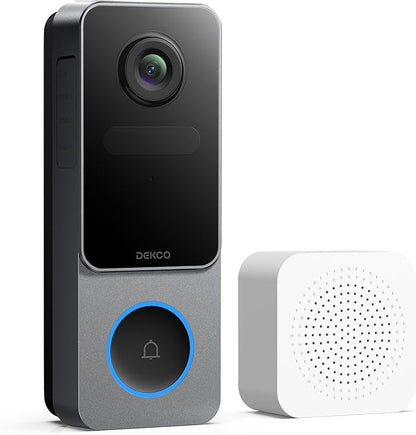 DEKCO Wireless Video Doorbell Camera, 2K Head-to-Toe View (9:16), 170° Wide Angle, Battery Powered Home Security, PIR Motion & AI Human/Package Detection, Voice Changer, Cloud Storage Edition