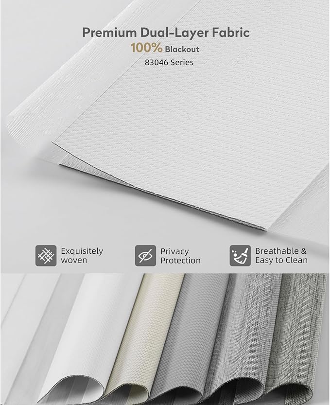 ACMEART Motorized Zebra Blinds,Smart APP & Remote Control 100% Blackout Shades,Compatible with Alexa,Custom Size Electric Window Blinds for Bedroom/Home/Office (Pearl White)