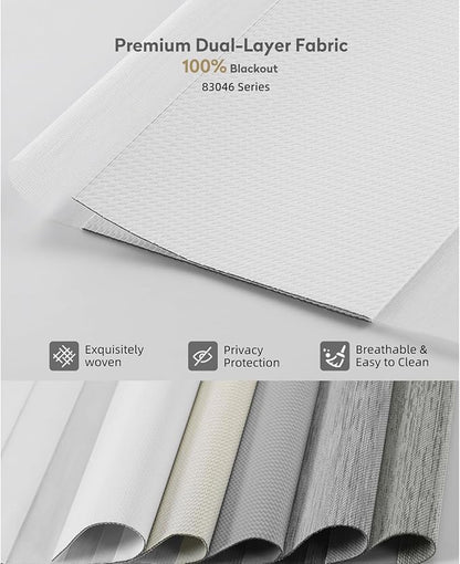 ACMEART Motorized Zebra Blinds,Smart APP & Remote Control 100% Blackout Shades,Compatible with Alexa,Custom Size Electric Window Blinds for Bedroom/Home/Office (Pearl White)