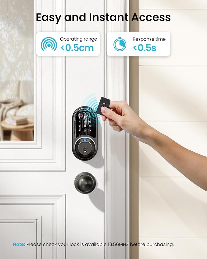 Veise VK01 IC Cards for Smart Lock, 13.56MHz RFID Key Fobs, 3 Pcs | Access Card for Keyless Entry Door Locks, Smart Deadbolt Key Compatible to Multiple Apps, Easy to Set up