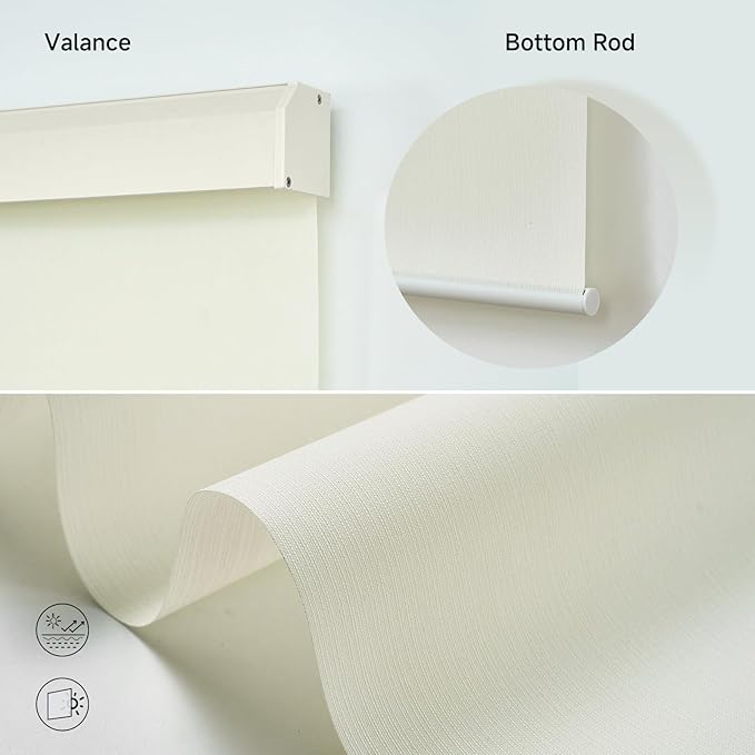 Motorized Light Filtering Roller Shades with Remote Control, Electric Smart Shades Compatible with Alexa and Google, Rechargeable, Customizable Size (Light Beige)