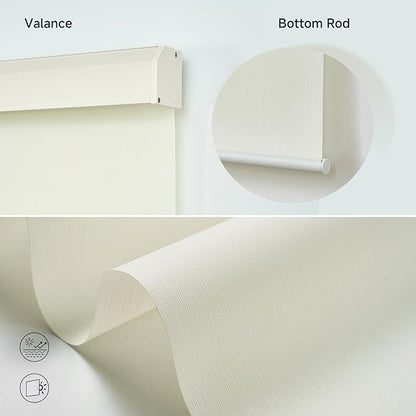 Motorized Light Filtering Roller Shades with Remote Control, Electric Smart Shades Compatible with Alexa and Google, Rechargeable, Customizable Size (Light Beige)