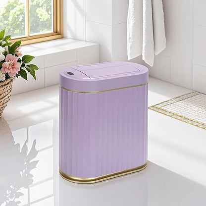 SYNCVIBE Bathroom Trash Can with Butterfly Lid 2 Gallon Sensor Trash can, IPX5 Waterproof Garbage Can Bathroom Decor, Automatic Trash Bin, Under-Counter Wastebasket for Bedroom, Living Room, Purple