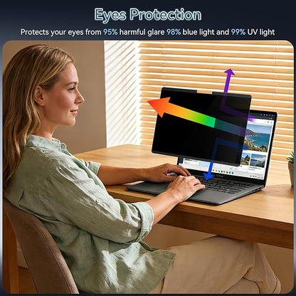 360° Magnetic Privacy Screen for 15 Inch Surface Laptop 6/5/4/3/2/1, 4 Way Privacy Removable Anti Glare Blue Light Filter Shield Film Anti Spy Black Laptop Protector Security Private