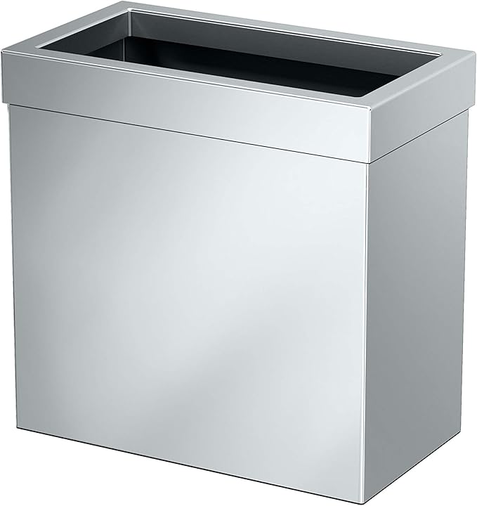 Gatco Small Bathroom Trash Can with Lid, Rectangle 3 Gallon Stainless Steel Wastebasket, Under Sink, Chrome, for Bathroom, Bedroom, Office (1916)