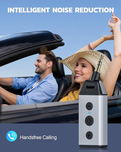 1Mii B04 Bluetooth 5.4 Receiver for Car, 3.5mm Jack AUX Bluetooth Car Adapter, Wireless Audio Receiver for Home Stereo with Volume Control, Hands-Free Clear Call, 16H Battery Life (RX Only)