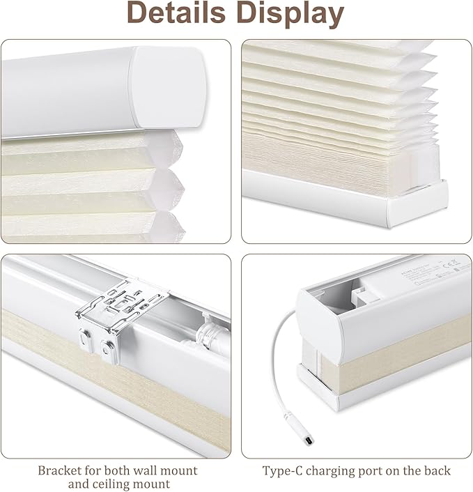 Godark Motorized Light Filtering Cellular Shades Compatible with Alexa/Google Home Electric Blinds Smart Honeycomb Shades for Windows Automatic Blinds with Remote Custom Size-Beige