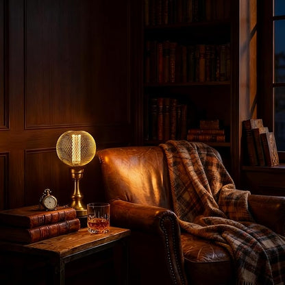 Unique Fancy Vintage Decorative LED Bulb, Special Gold Mesh Globe Edison Light,Dimmable Cozy Glow for Art Decor, E26 Base, 3.5W Cozy Warm White 2200k, Energy Efficient