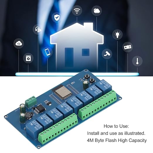 8-Channel Smart Relay Module WiFi BLE IoT Control Board for Home Automation Relay Switch (DC5-30V AC250V)