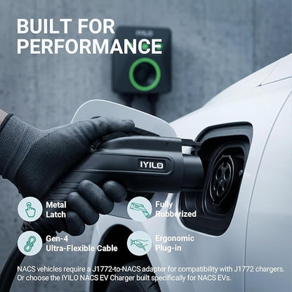 Level 2 EV Charger with Energy Meter, 48Amp/11.5KW, J1772 Wall Electric Car Charger with Dual Temp Sensors(Exclusive), Wi-Fi(2.4 GHz), RFID, Smart App, CT Clamps for Load Balancing, Black-Gray