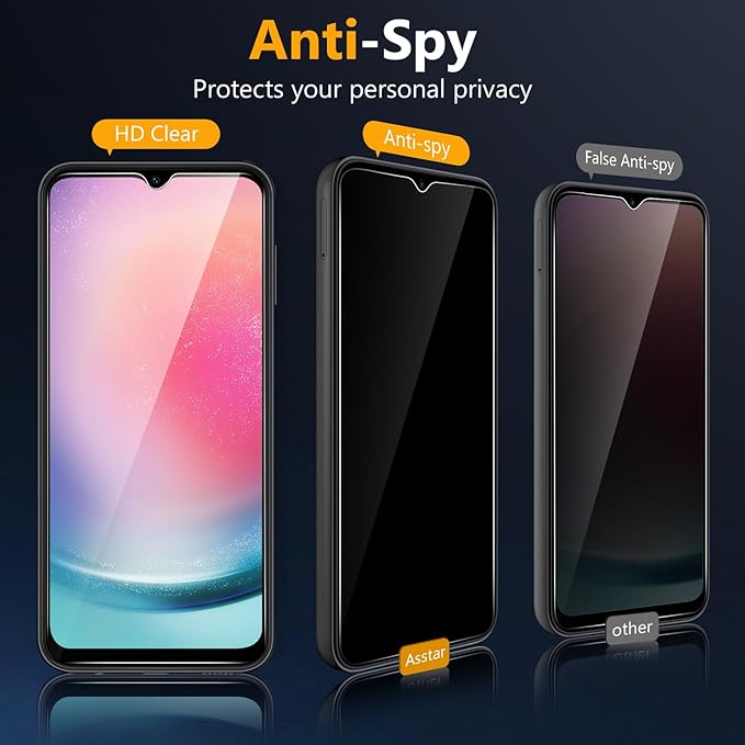 [2 Pack]Asstar for Privacy Screen Protector for Samsung Galaxy A25 5G 6.5",9H Shatterproof Tempered Glass Screen Protector for Samsung Galaxy A25 5G Case Friendly Accessories Military-Grade Protection