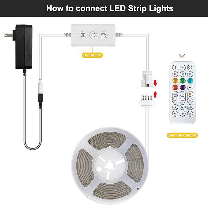 Pandery RGB COB LED Strip Light,DC24V 576leds/m Music Synchronized Color Change APP and Bluetooth Remote Control 9.84FT/3M,Indoor RGB COB Strip Light for Bedroom,Game Room,Bar,Party