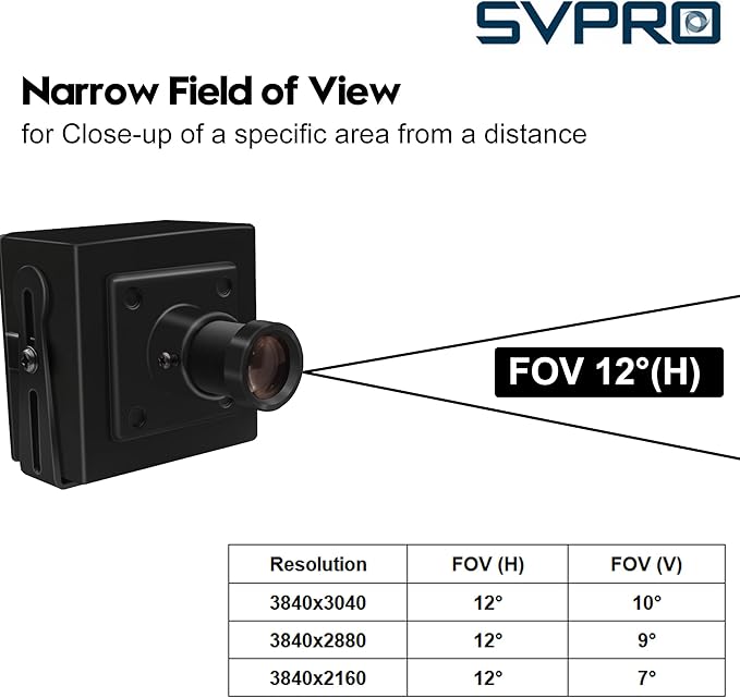 SVPRO 12MP USB Camera Module 4K 30fps Narrow Field of View Industrial Cam 1080P 120fps High Speed UVC Computer Lightburn Laser Camera for Linux,Windows,Android,Mac OS (M12 Lens)