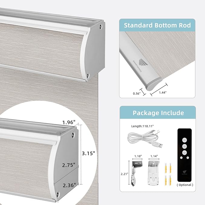 SmartWings Motorized Smart Blinds for Windows in Light Filtering, Electric Remote Roller Shades Compatible with Alexa/Google Home/Homekit, Custom Up to 110”W x 148”H, Essential Translucent Cream