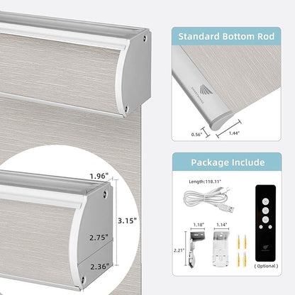 SmartWings Motorized Smart Blinds for Windows in Light Filtering, Electric Remote Roller Shades Compatible with Alexa/Google Home/Homekit, Custom Up to 110”W x 148”H, Essential Translucent Cream