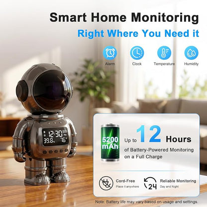 2K Clock Indoor Camera, 2.4G/5G WiFi Cameras for Home Security with Temperature & Humidity Display, 2-Way Audio, AI Motion Detection, Color Night Vision, Baby Monitor & Pet Camera (Gray)