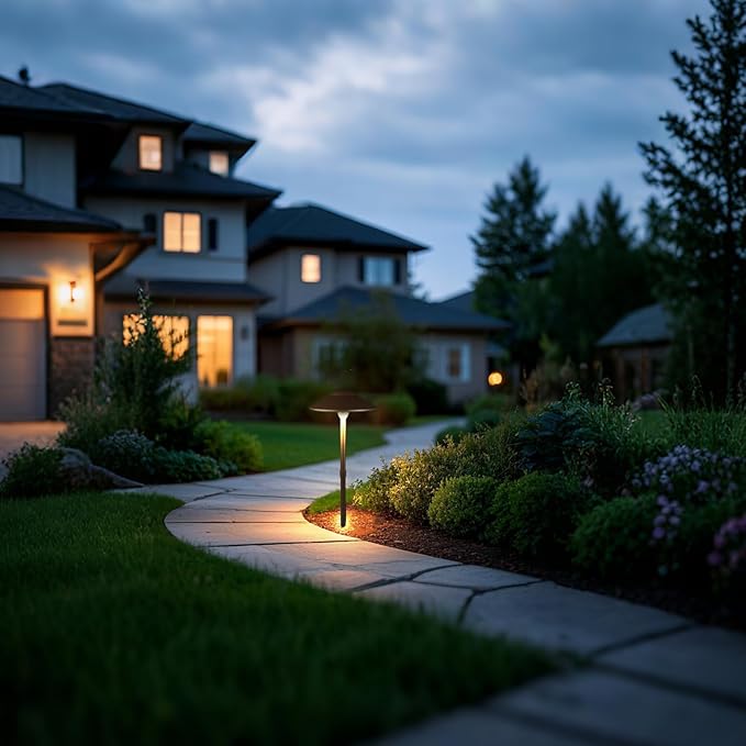 Lumina Lighting® Low Voltage Landscape Lighting Cast-Aluminum Path and Area Light Warm White 3W G4 LED Bulb and ABS Ground Stake Included for Yard Walkway Lawn PAL0108-BKLED8 (Black,8-Pack)