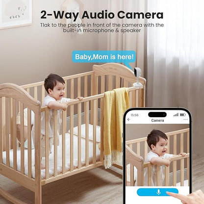 AMOROM 1080P Indoor Wired Security Camera - Works as a Baby Monitor & Pet Camera, Motion Detection, 2-Way Audio, Siren, Night Vision, Subscription-Free Local SD Card or Cloud Storage, 2.4GHz
