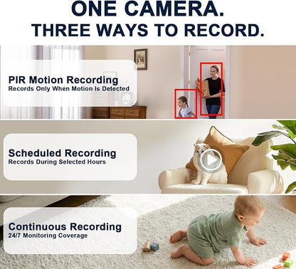 No WiFi Security Camera Indoor with 4G LTE Cellular SIM Card, 2K Live View