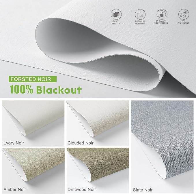 Motorized Blinds with Remote，100% Blackout Smart Blinds Motorized Roller Shades Compatible with Alexa Automatic Blinds for Windows Electric Window Blinds Customized Size Forsted Noir