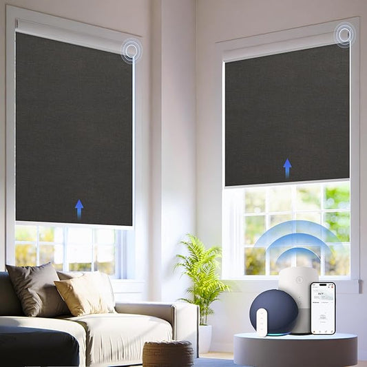 Motorized Blinds with Remote, 100% Blackout Electric Blind for Windows,Smart Automatic Blinds Cordless Roller Shades, Black 23" W x 72" H