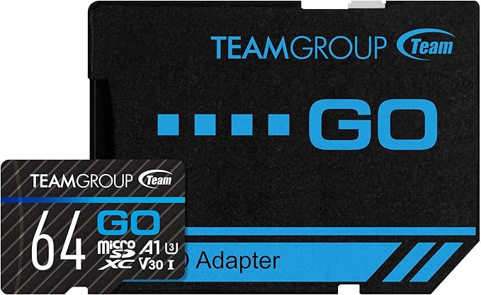 TEAMGROUP GO Card 64GB x 3 Pack MicroSDXC UHS-I U3 V30 4K for Action Cameras & Drone High Speed Flash Memory Card with Adapter for Outdoor Sports&Vlog, 4K Shooting,GoPro&Insta360&DJI TGUSDX64GU362