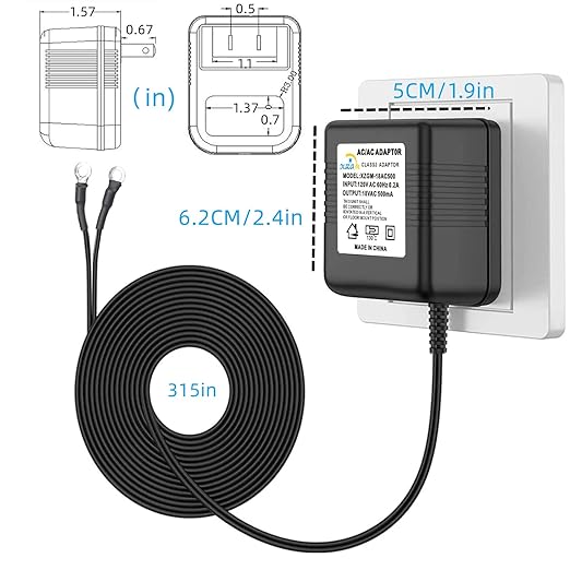 Doorbell Power Adapter 18V500MA Video doorbell Transformer for Ring, Nest, Arlo, Eufy, Wyze Wireless Video doorbell (315 in Cable)