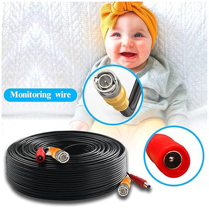 OOSSXX 65 Feet 2-in 1 Video Power Cable BNC Extension Wired All-in-One Cables for HD-Analogo Security Cameras DVR