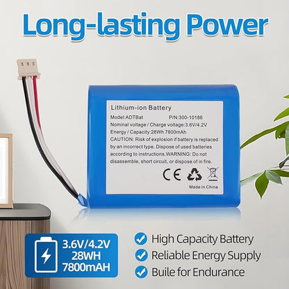 ADT Battery Replacement,3.6V/4.2V Lithium-ion Battery Replacement for ADT Panel P/N 300-10186, Compatible with ADT5AIO-1/2/3, ADT7AIO-1.