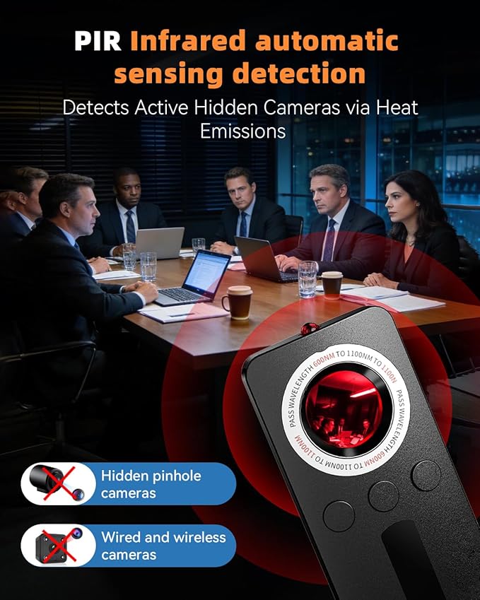 AI Privacy Pen Hidden Camera Detector,Portable Anti-Spy Bug Finder with Listening Device Detection,GPS Tracker Detector with RF & WiFi Signal Scanner, Privacy Protection for Hotels,Travel,Home,Office